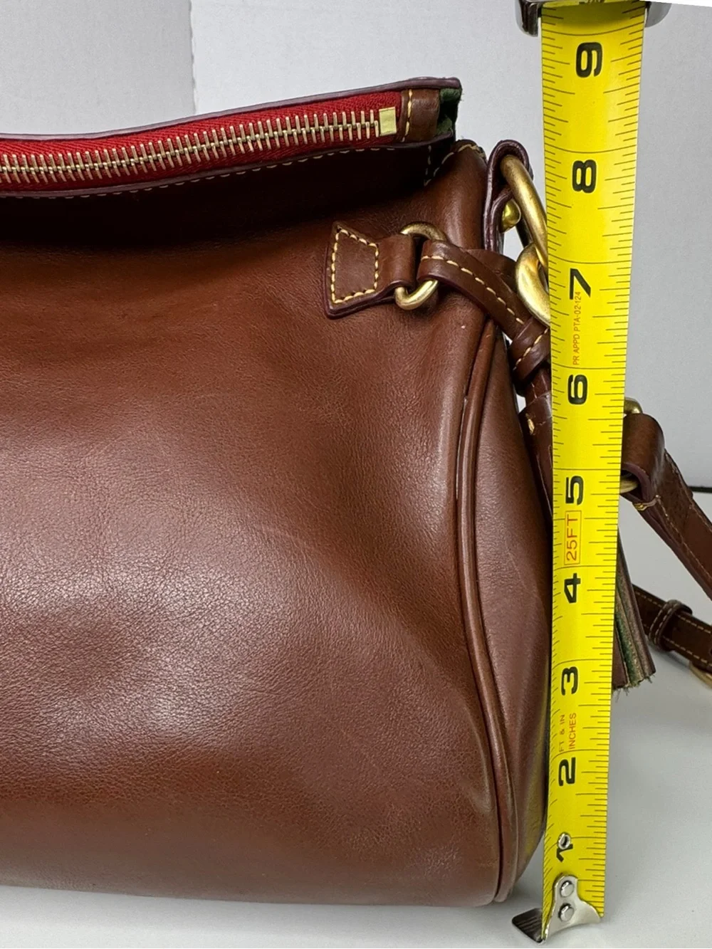 Dooney & Bourke DB Walnut Brown Florentine Leather Fold Over Crossbody Bag